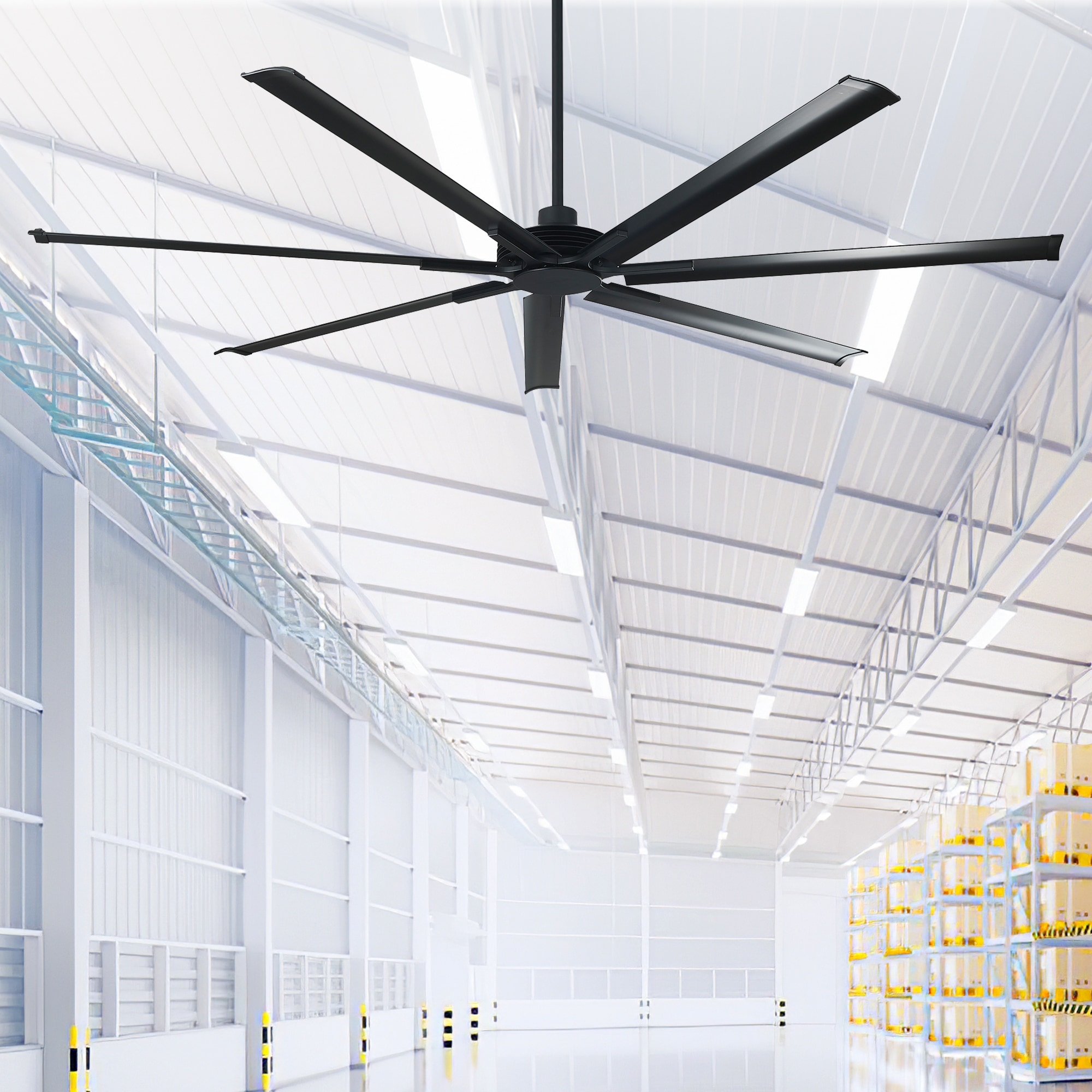 100" Industrial Black/ Silver/ White Extra Larger HVLS Commercial Ceiling Fan without Light - 100" Huge Fan