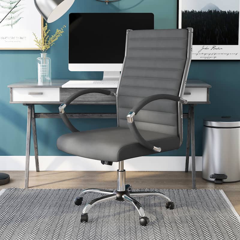 Corrigan Modern Tufted Deep Seat Faux Leather Office Chair by Furniture of America - Grey 43"