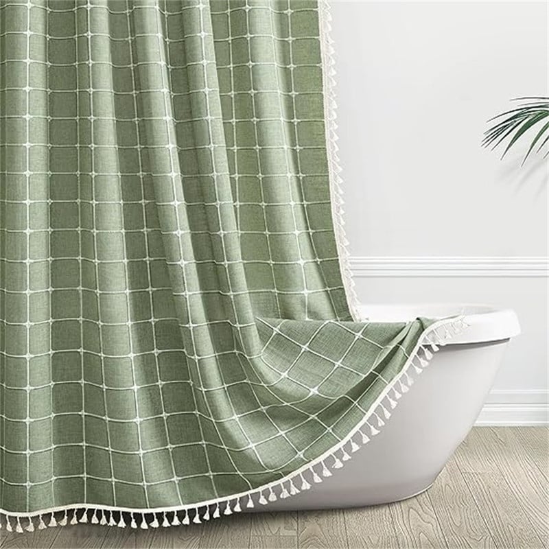 Arabesque Boho Pattern Shower Curtain Fabric Decor Set with Hooks
