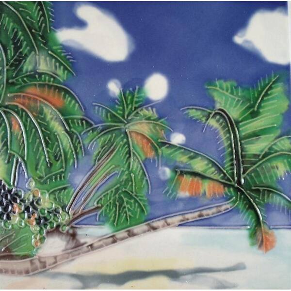 Shop Tropical Palm Trees Over The Water Ceramic Tile Art 6x6