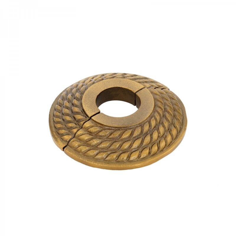 Aluminum Escutcheon Plate 3.13" OD Escutcheon 0.75" IPS Lacquered Antique Gold Finish Radiator Flange Renovators Supply