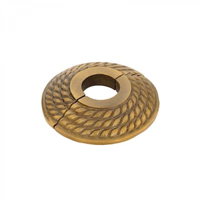 Aluminum Escutcheon Plate 3.13" OD Escutcheon 0.75" IPS Lacquered Antique Gold Finish Radiator Flange Renovators Supply