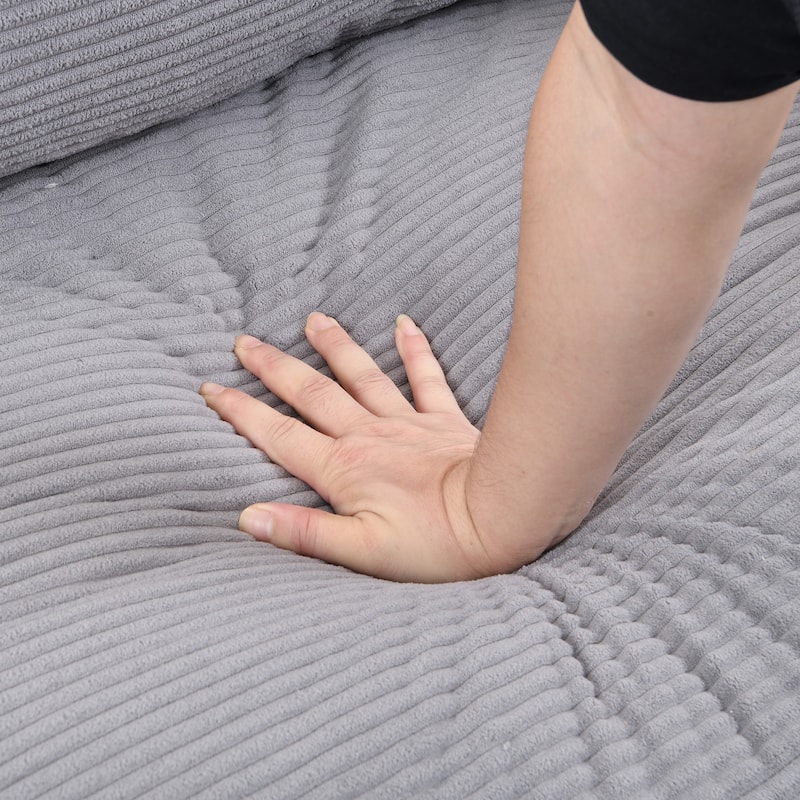 74" Light Gray Corduroy 3-Seater Sofa, 75x31x35 inches, Spacious & Comfy