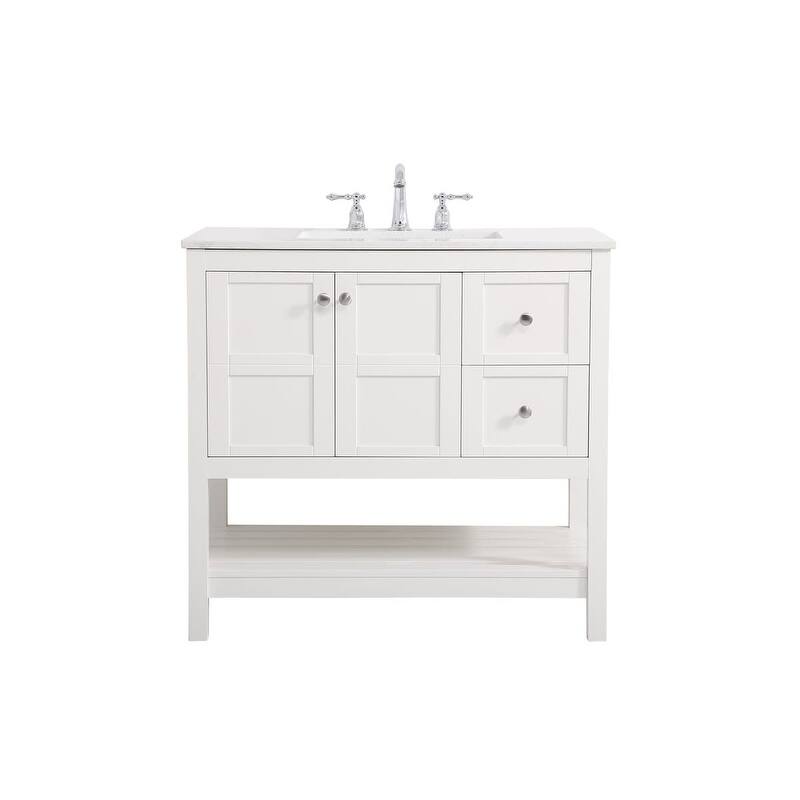 Elegant Lighting VF16436 Theo 36" Free Standing Single Basin Vanity - White - Painted