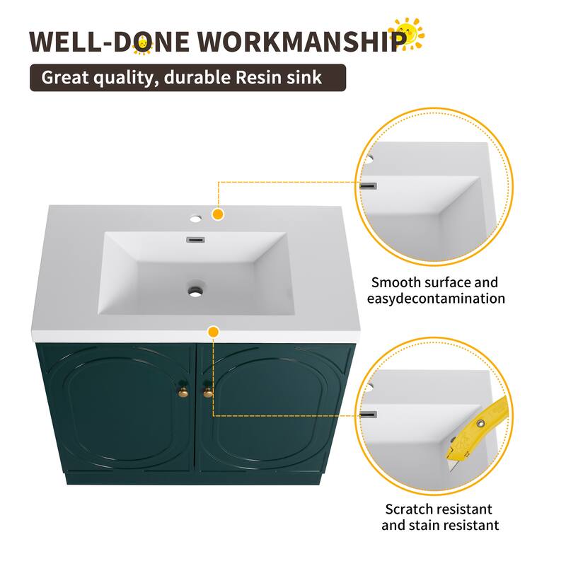 Beingnext 24"/30"/36" Bathroom Vanity with Sink, Freestanding Bathroom Vanity with Soft Close Door and Adjustable Shelf