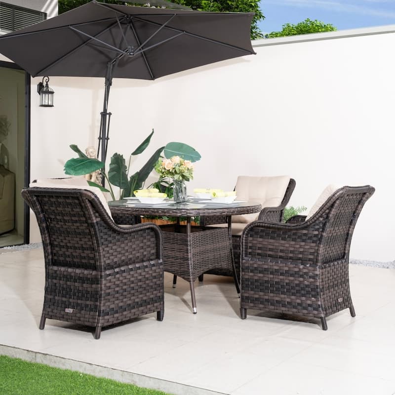 Modern 5-piece Outdoor Dining Set with Round Table and 4 Chairs