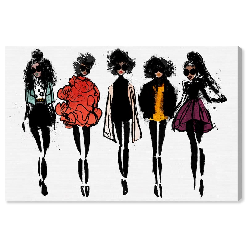 Wynwood Studio Canvas Fashion and Glam Girls of Color Line Up Black and Modern & Contemporary Wall Art Canvas Print