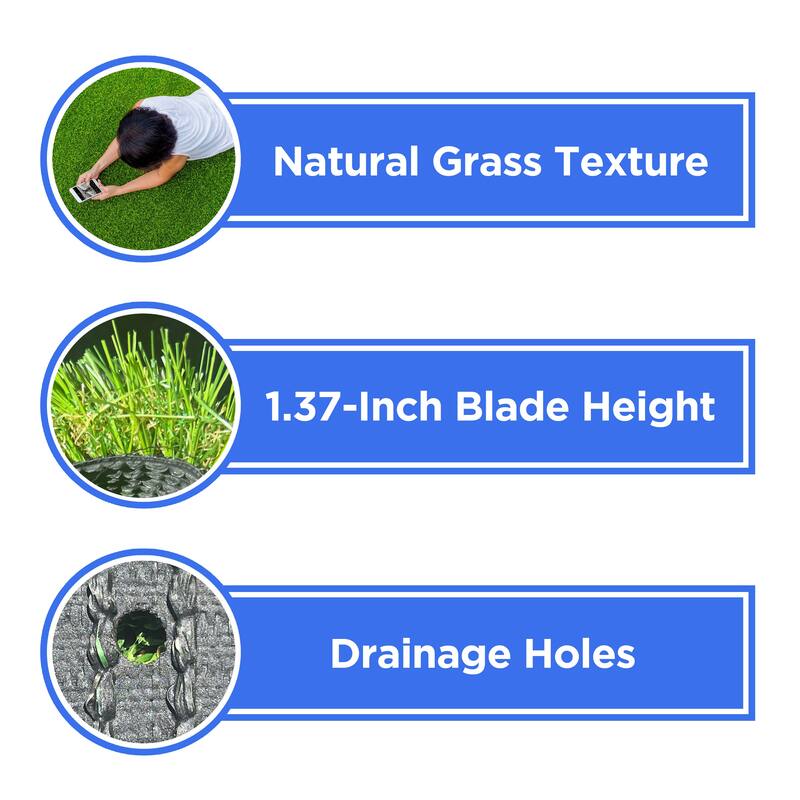 ALEKO Artificial Synthetic Landscape Fake 5 x 15 ft Grass Lawn Carpet Mat Turf - 5 x 15 ft