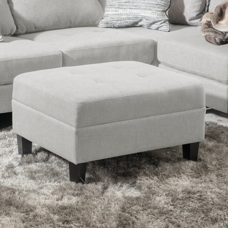 Tiernan Tufted Fabric Ottoman by Christopher Knight Home - Griege