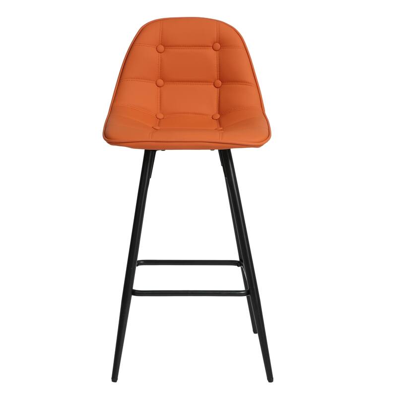 Modern Faux Leather Bar Stools Set of 2 with Back and Footrest-25.5" Seat Height