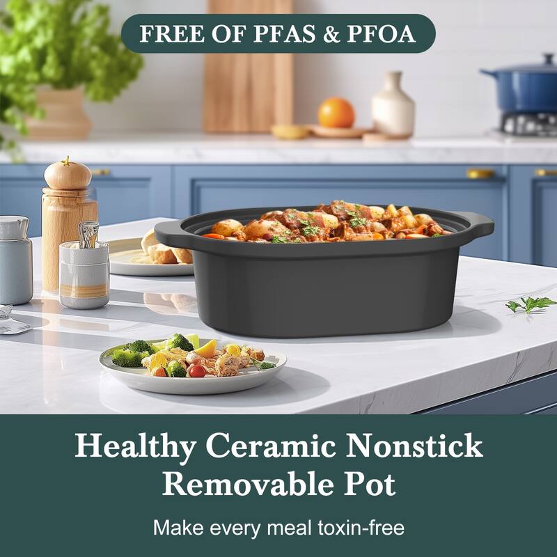Magnifique 6 QT Versatile Programmable Slow Cooker for Dishwasher Safe
