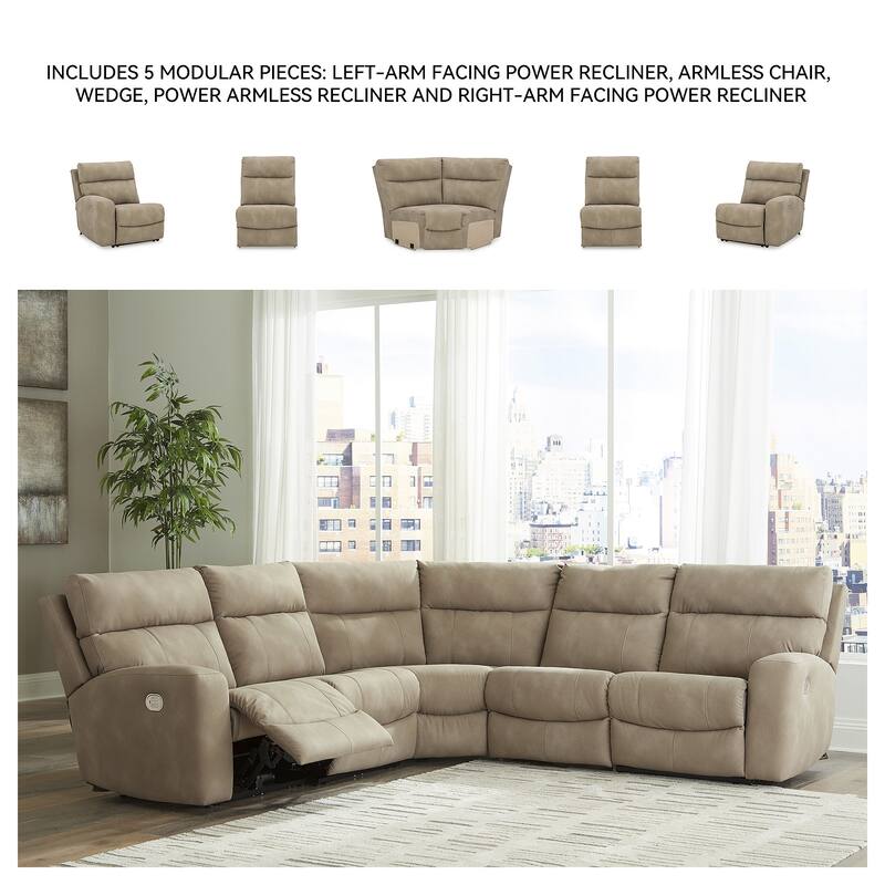 Signature Design by Ashley Next-Gen DuraPella 5-Piece Power Reclining Sectional - 105.5"W x 104.5"D x 42"H