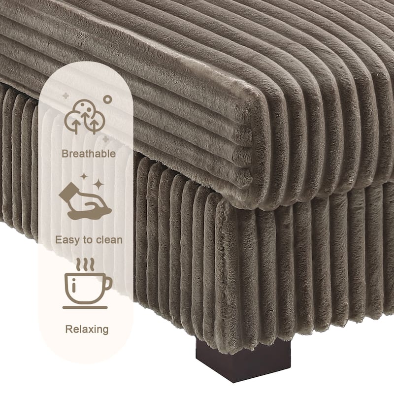 Anne 150" W Upholstered Plush Corduroy Modular Sectional Sofa