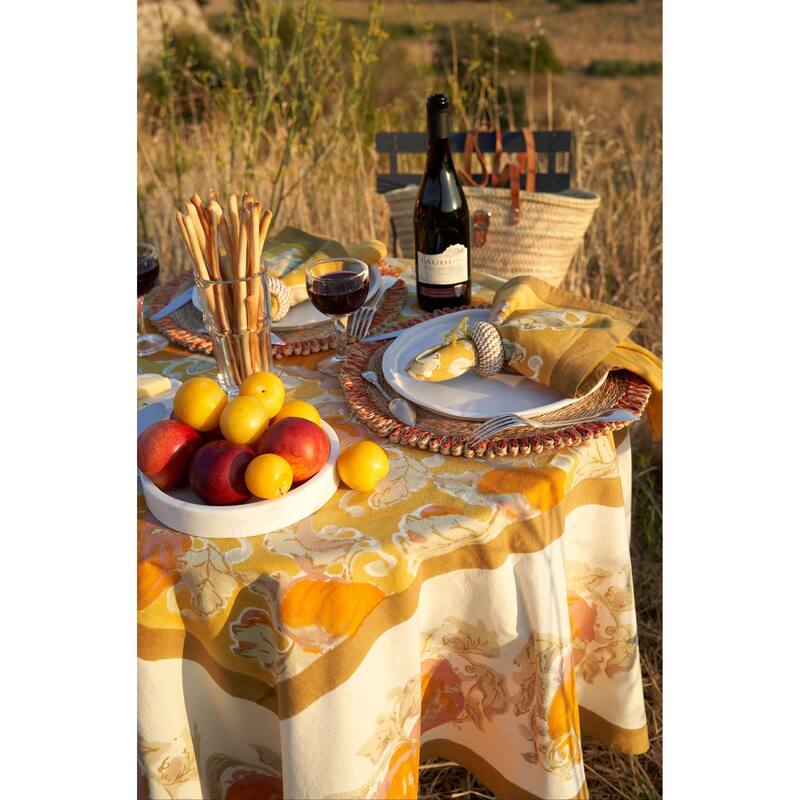 Couleur Nature Pumpkin Harvest Square Cotton Tablecloth