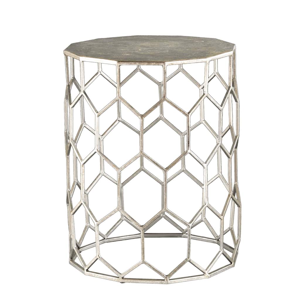 18" Modern Gold Hexagonal Iron End Table with Open Frame Design for Living Room or Entryway - 18.25" H x 13.75" W x 13.75" L