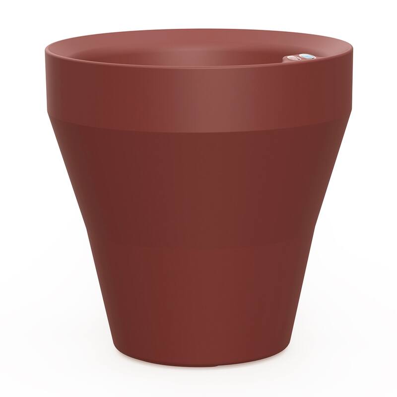 TruDrop Self Watering Rim Modern Round Planter with Water Level Indicator - 26" - Currant