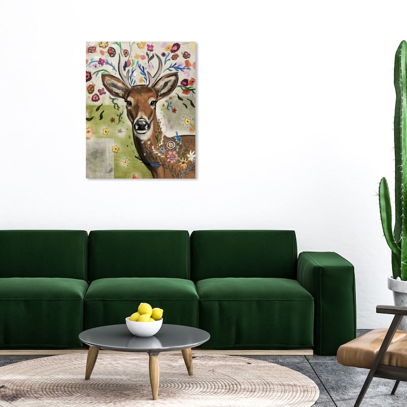 Wynwood Studio Canvas Animals Natural Fawn Blossom Brown Wall Art Canvas Print - 30 x 36