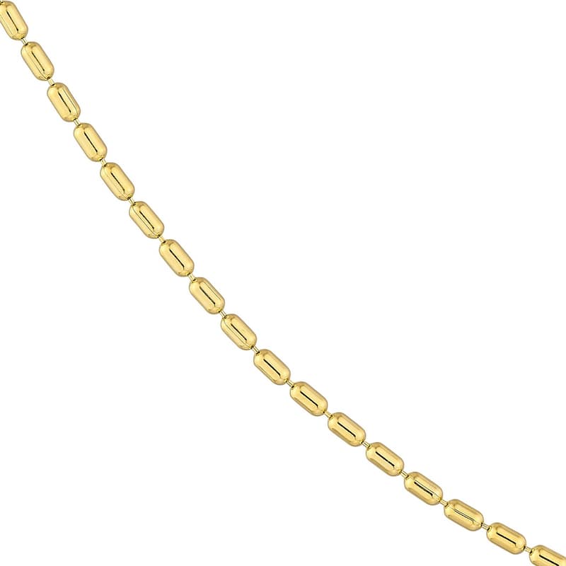 Curata 14k Yellow Gold 1.5mm Long Bead Chain Necklace (Lobster)