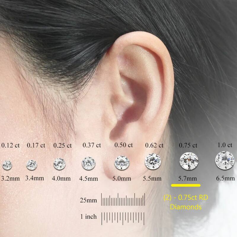 Auriya 14k Gold Round Diamond Stud Earrings 1 3/4ctw Martini-set GIA Certified