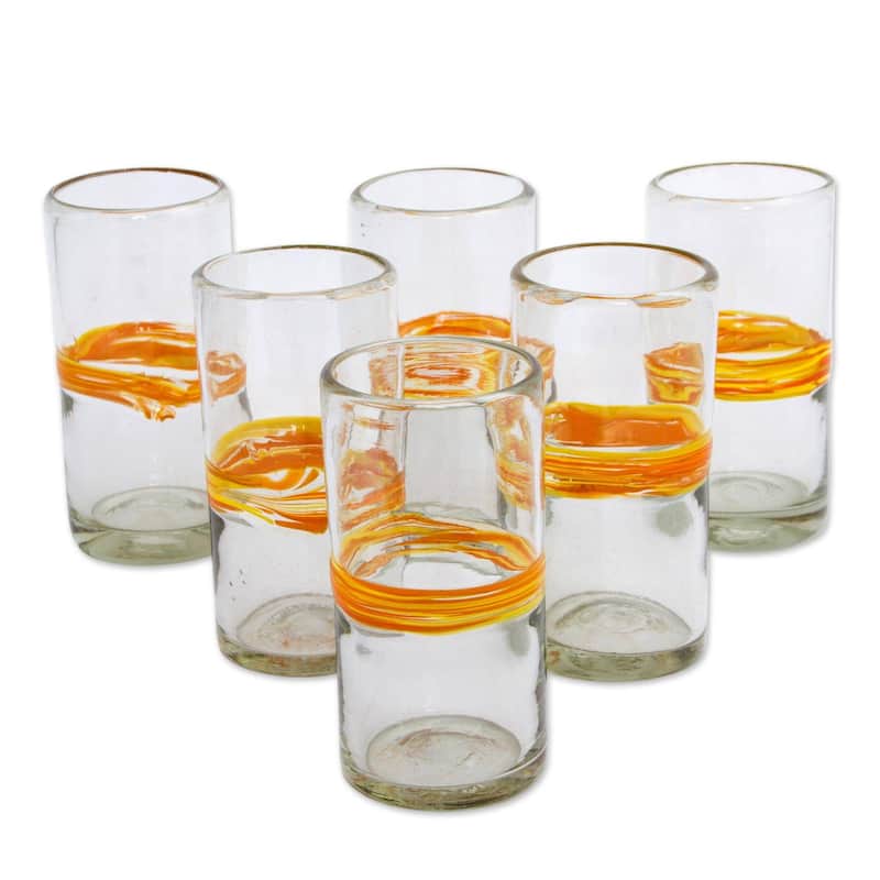 Novica Handmade Ribbon Of Sunshine Blown Glass Highball (Set Of 6)
