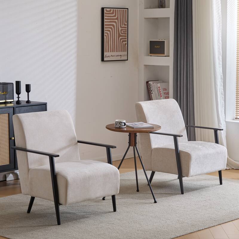 Polyester Lounge Chairs with Metal Frames (Set of 2)
