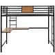 preview thumbnail 9 of 7, Contemporary, Elegant and Concise Twin Metal Loft Bed with Headboard and Footboard, Desk and Shelve,Black