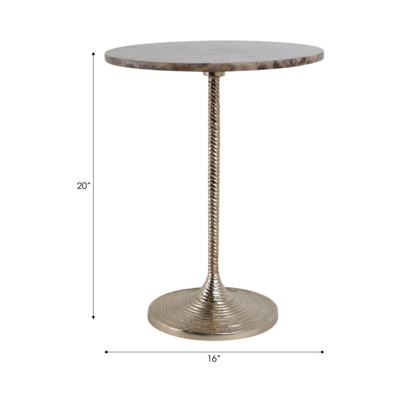 Metal Base Marble Top Modern Glam Accent Table Round Silhouette