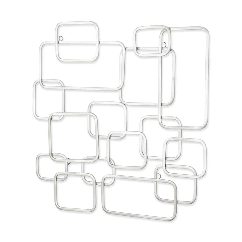 HomeRoots 27" X 26" Silver Geometric Metal Abstract Hanging Dimensional Sculpture