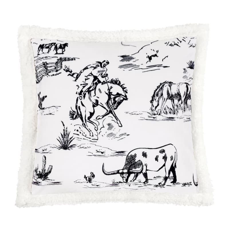 Indigo Hill by HiEnd Accents Campfire Sherpa Fleece Decorative Pillow, 18"x18"