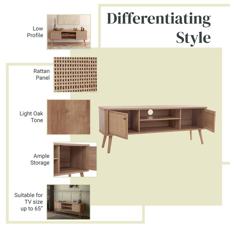 NPD Furniture Thelma KD 59.5 Inch Rattan TV Stand