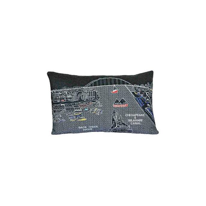 25" Black Charleston Nighttime Skyline Lumbar Decorative Pillow