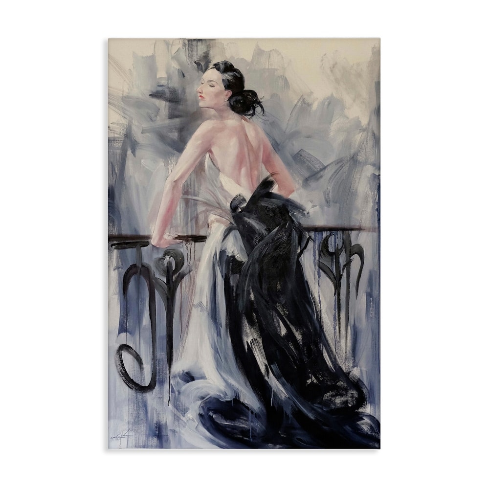Stupell Elegant Woman Against Railing Canvas Wall Art Design By Lucille Lee