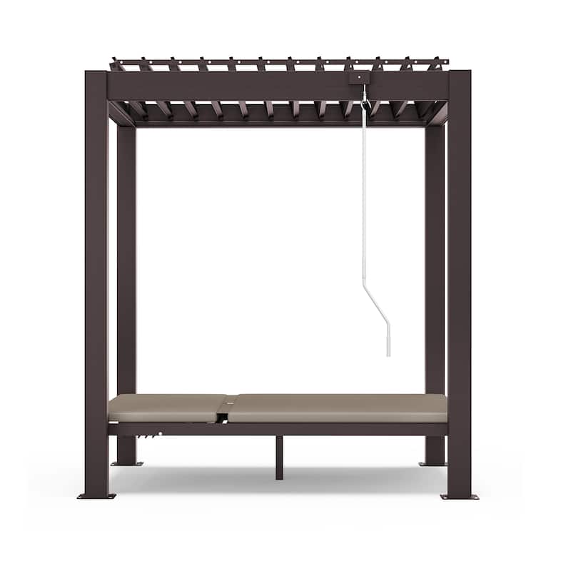 Outdoor Patio Daybed With Canopy, Double Chaise Lounge Sunbed With Adjustable Seats, Aluminum Outdoor Patio Sunbed For Garden