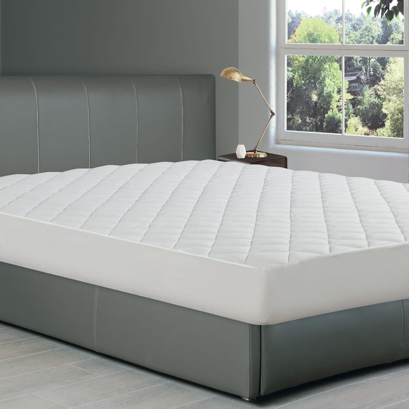 All-In-One Cooling Bamboo Fitted Mattress Pad - White
