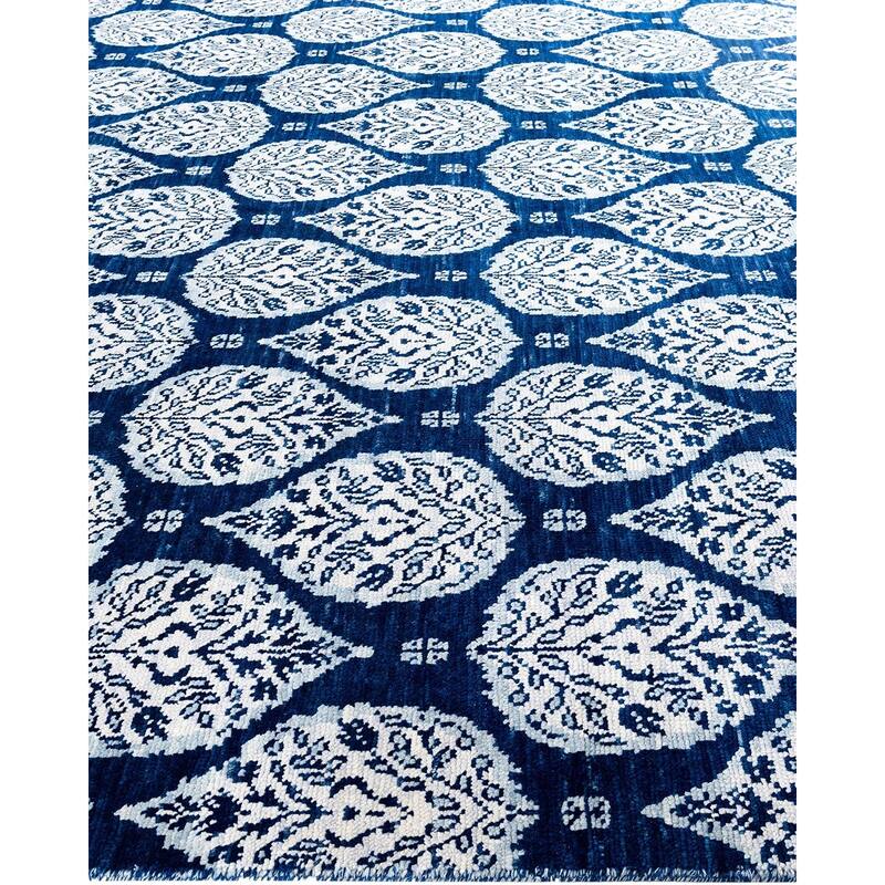 Ganga One-of-a-Kind Handmade Area Rug, Blue - 9' 1" x 11' 8"