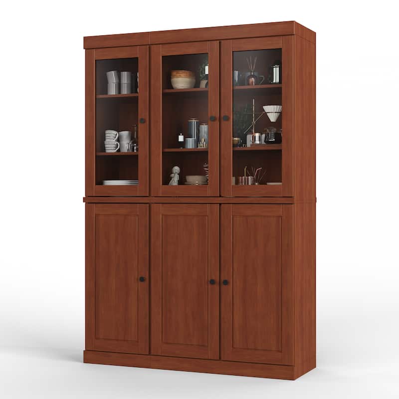 Palace Imports 100% Solid Wood Pantry China Cabinet, Raised Panel & Clear Glass Doors, 2 Drawers, 48.5" Wide, 71.5" Tall