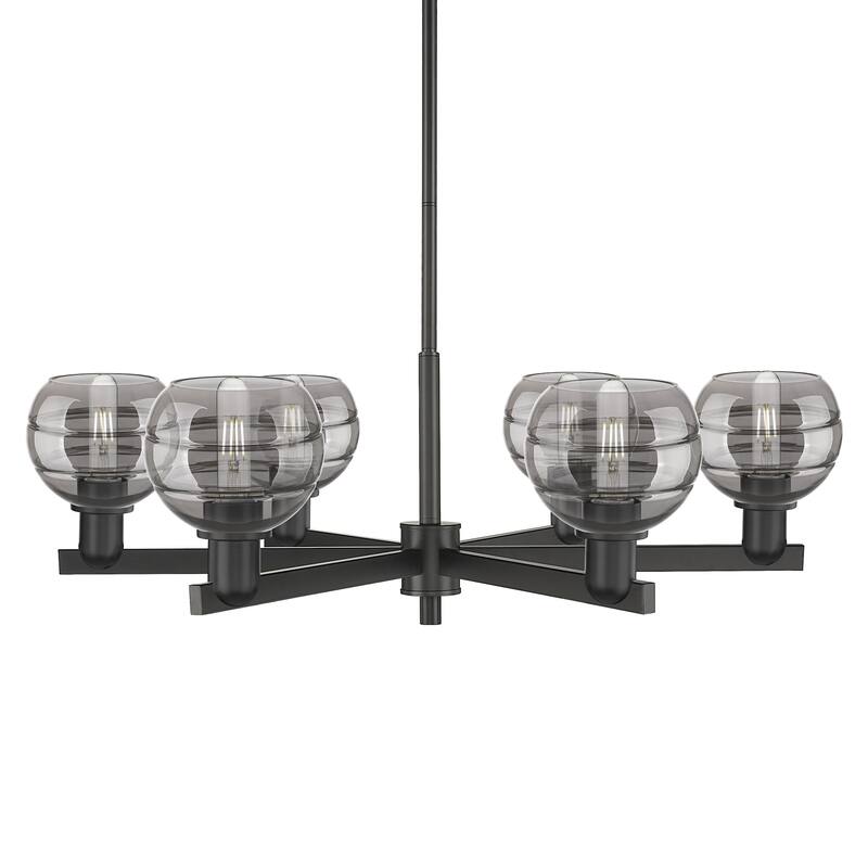 Innovations Lighting 716-6CR-10-36 Rochester Chandelier Rochester 6 - Matte Black / Light Smoke