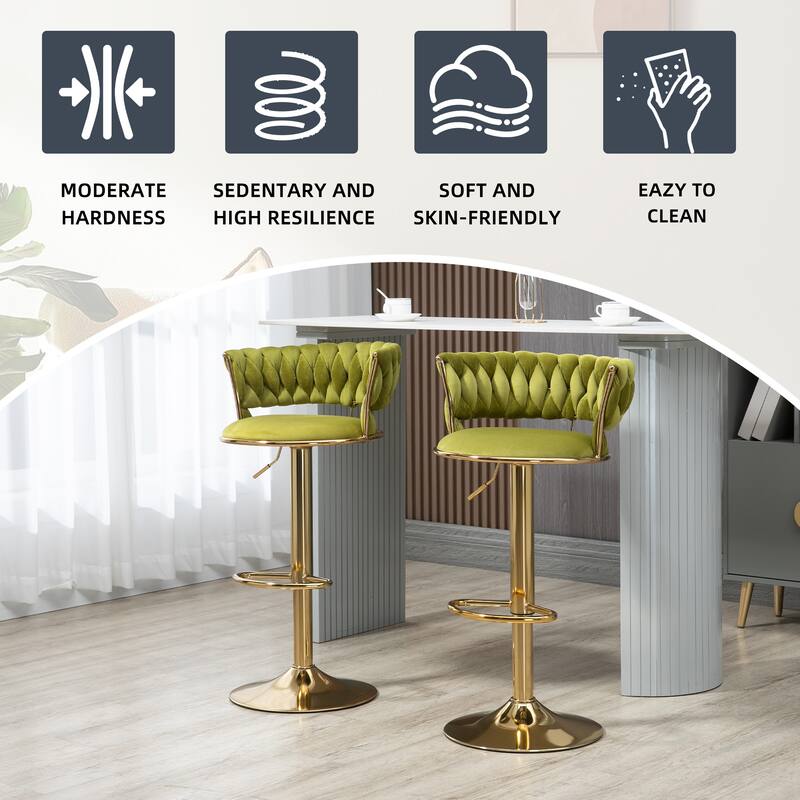 Adjustable counter height rotating stools with footrest set of 2 - Bed