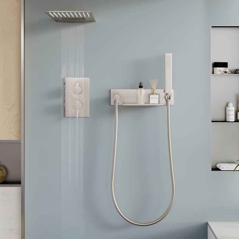 Rainfall Shower System With Hand shower And Concealed Pressure Balance Valve