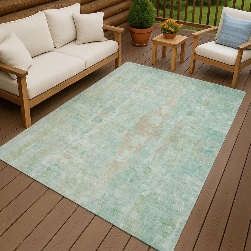Machine Washable Indoor/ Outdoor Muted Ombre Chantille Rug
