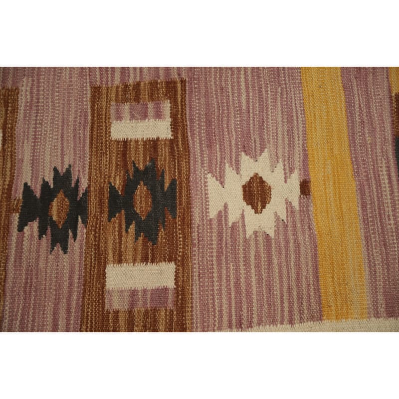Hand Woven Oriental 100% Wool Carpet Southwestern Tribal Pink Kilim Area Rug - 5' 7'' X 3' 11''