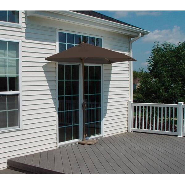 chocolate brown patio umbrella Ferm Living - Lull Enjoy reliable shade and warm evening ambiance with this 10 14ft Patio Umbrella Double Sided