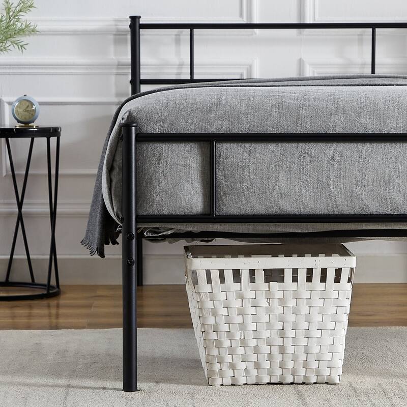 Metal Platform Bed Frame with Headboard, Twin/Full/Queen Beds, Simple Design