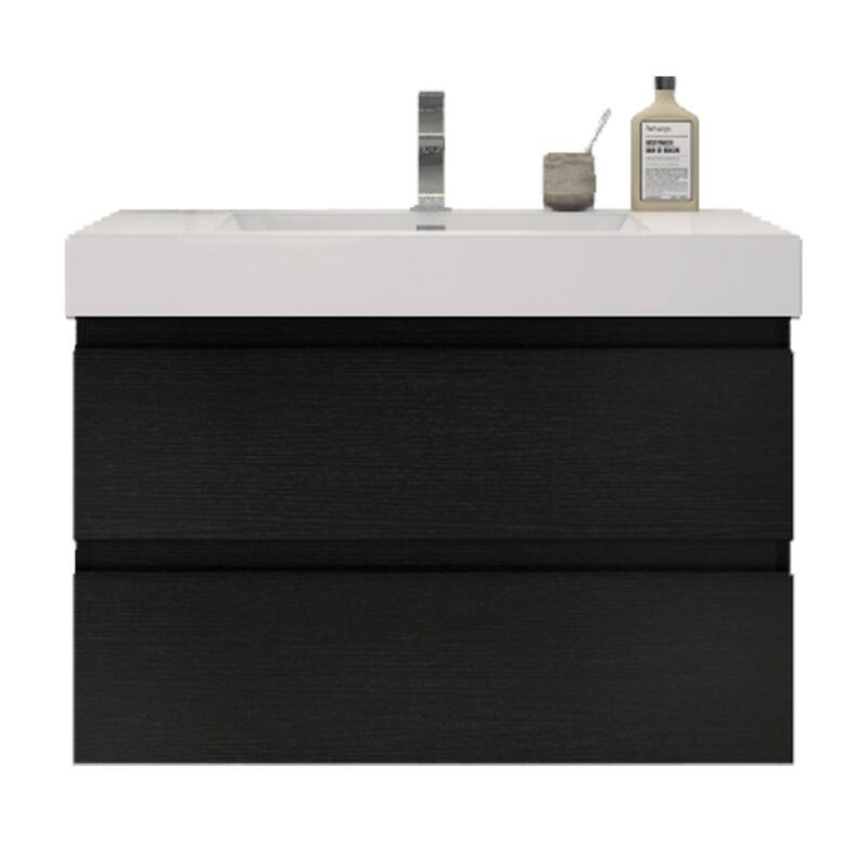 Baillie 36'' Wall-Mounted Vanity with Reinforced Acrylic Sink - 36''Width - Rich Black