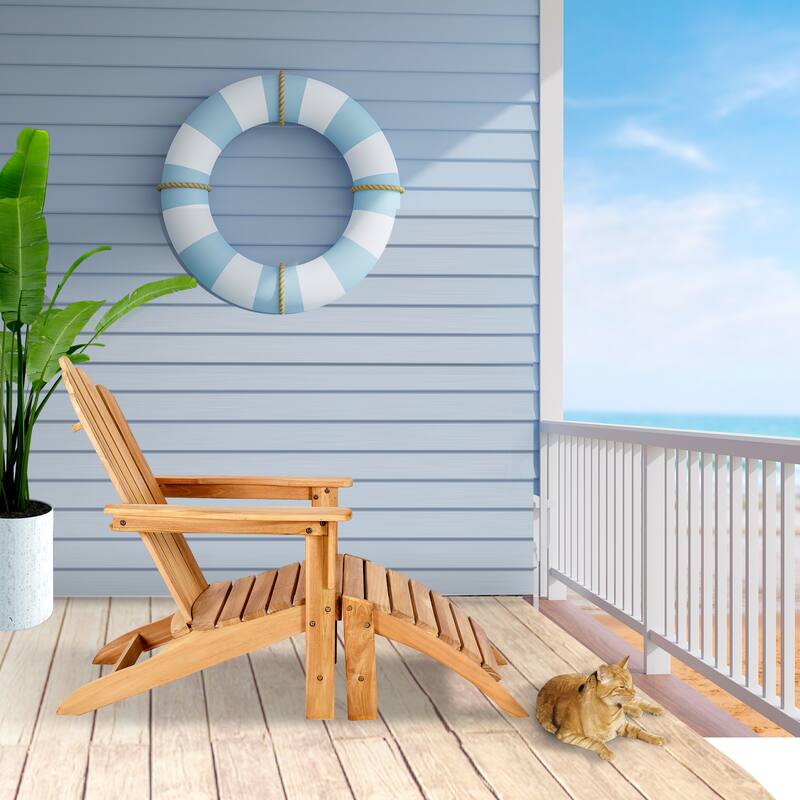 Folding Adirondack Chair All Weather Outdoor Chair with Footstool