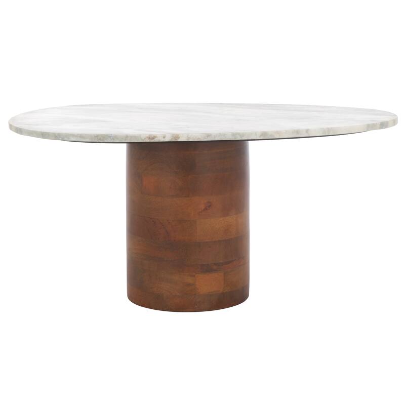 SAFAVIEH Home Mono Large Marble Side Table - 29"W x 17"D x 13"H