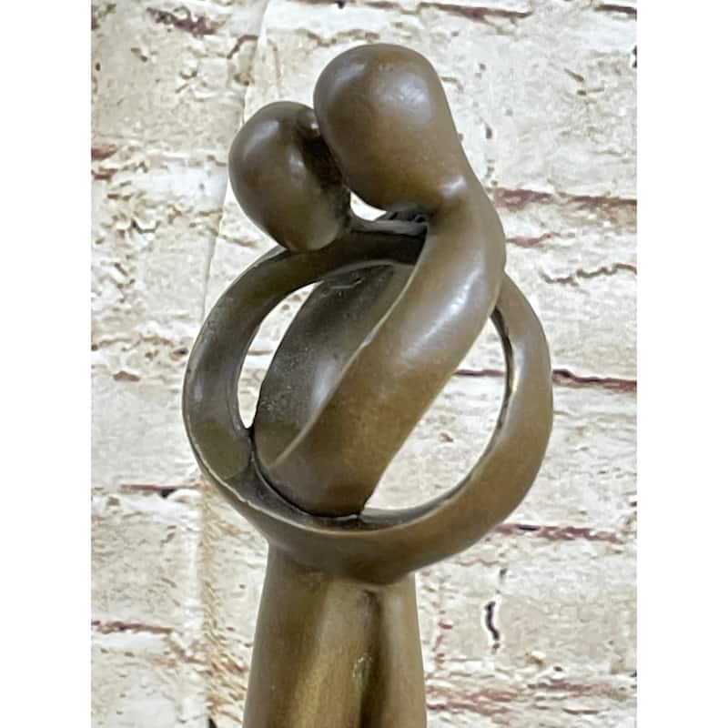 Abstract Modern Art Kissing Couple Genuine Bronze Sculpture Lost Wax Method Statue