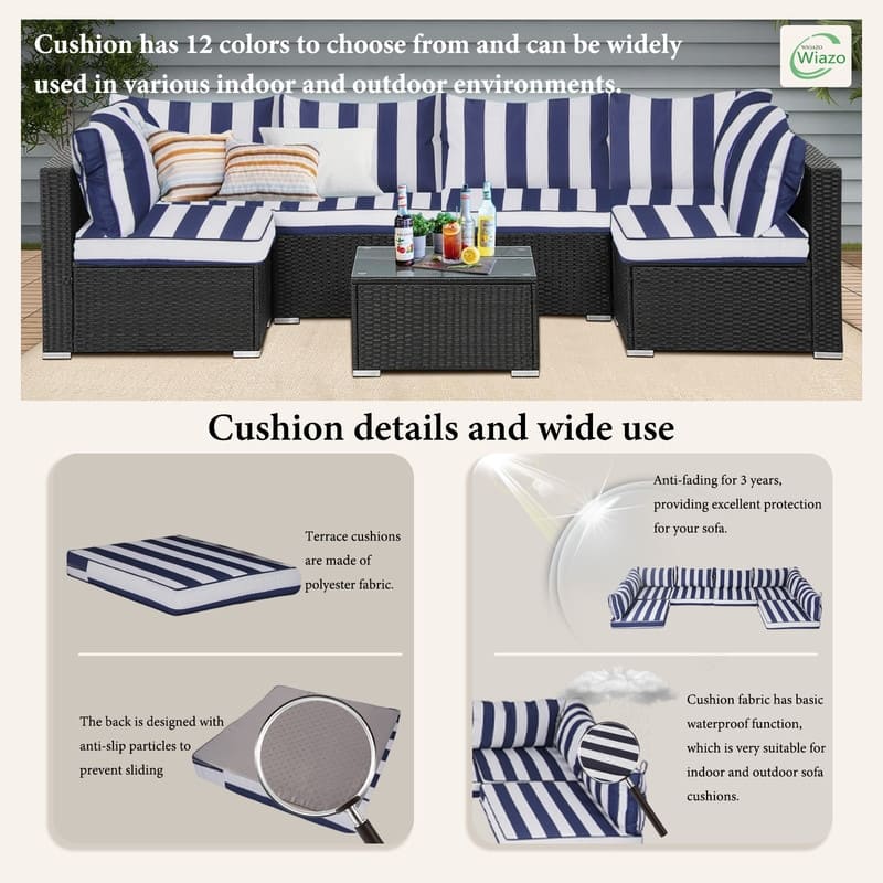 14pcs Outdoor Couch Cushions,4" Waterproof Sectional Rattan Conversation Set Cushions(Only Cushions+Covers,No Sofa) - 14PCS