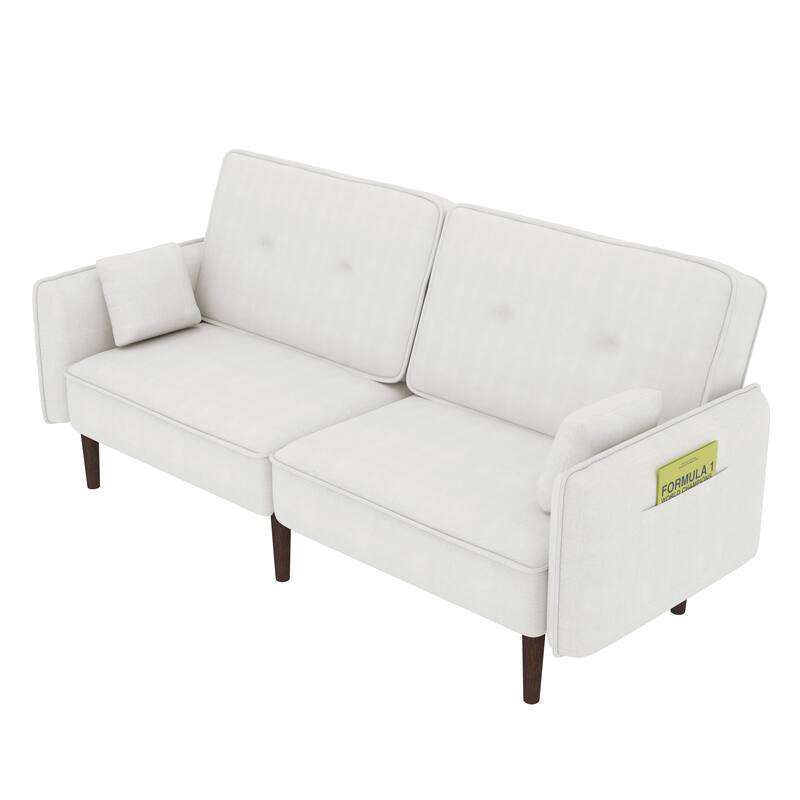 Fabric Futon Sofa bed with Solid Wood Leg