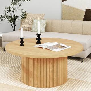 Pedestal Wood Round Coffee Table